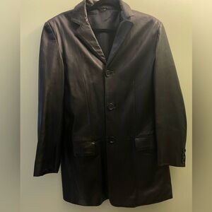 Vera Pelle Black Leather Jacket Blazer 20”PTP